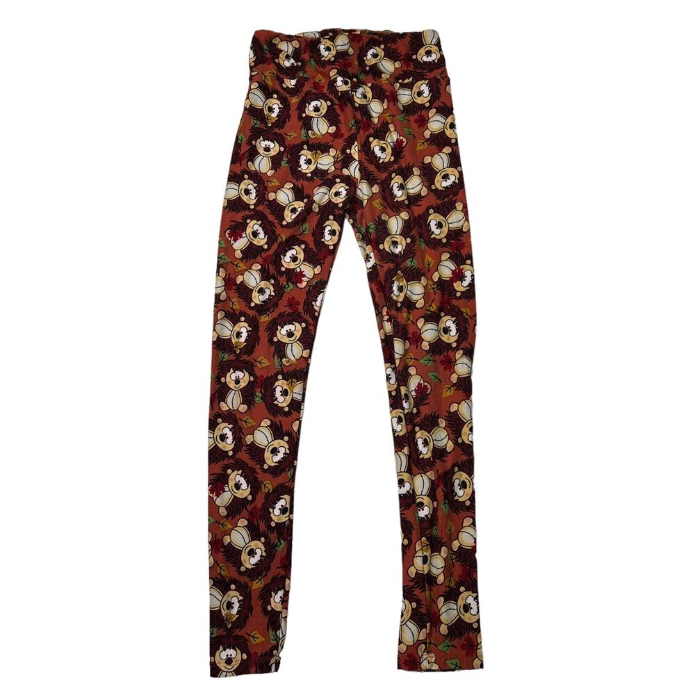 LuLaRoe Hedgehog Leaves Fall Leggings Brown Unicorn Print Womens OS One Size